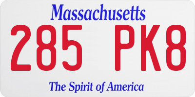 MA license plate 285PK8