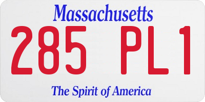 MA license plate 285PL1