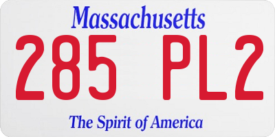 MA license plate 285PL2