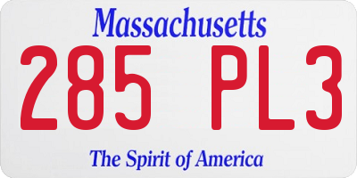 MA license plate 285PL3