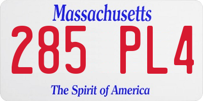 MA license plate 285PL4