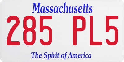 MA license plate 285PL5