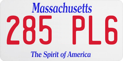 MA license plate 285PL6