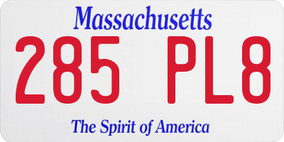MA license plate 285PL8