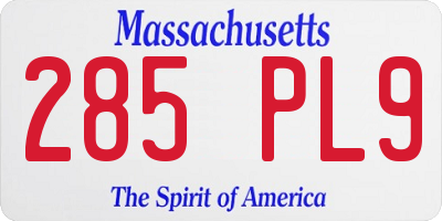 MA license plate 285PL9