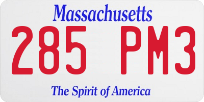 MA license plate 285PM3