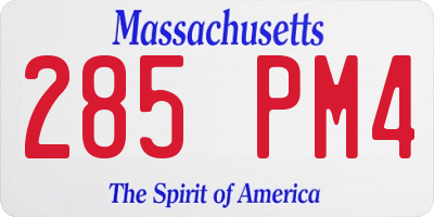 MA license plate 285PM4