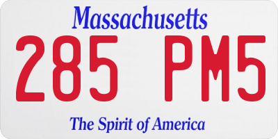 MA license plate 285PM5