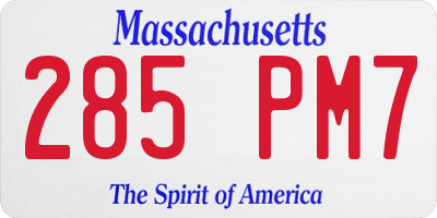 MA license plate 285PM7