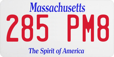 MA license plate 285PM8