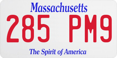 MA license plate 285PM9