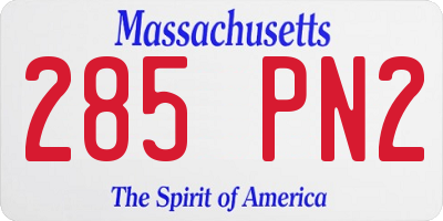 MA license plate 285PN2