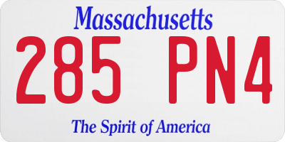 MA license plate 285PN4