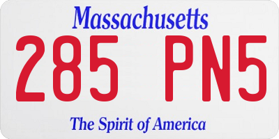 MA license plate 285PN5