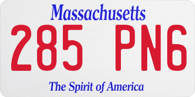 MA license plate 285PN6