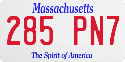 MA license plate 285PN7