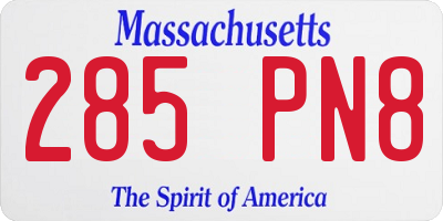 MA license plate 285PN8