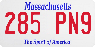 MA license plate 285PN9