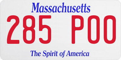 MA license plate 285PO0