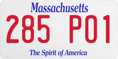 MA license plate 285PO1