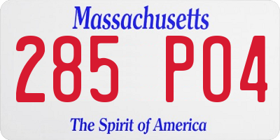 MA license plate 285PO4