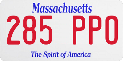 MA license plate 285PP0