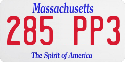 MA license plate 285PP3
