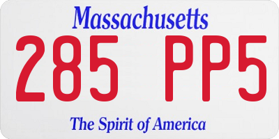 MA license plate 285PP5