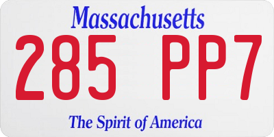 MA license plate 285PP7