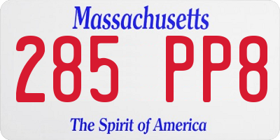 MA license plate 285PP8