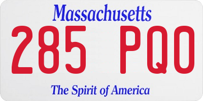 MA license plate 285PQ0