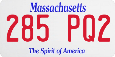 MA license plate 285PQ2