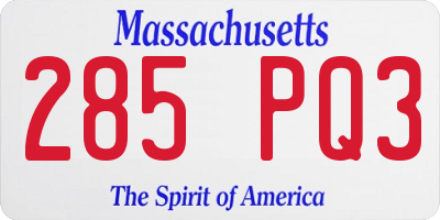 MA license plate 285PQ3