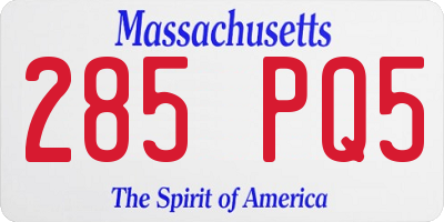 MA license plate 285PQ5
