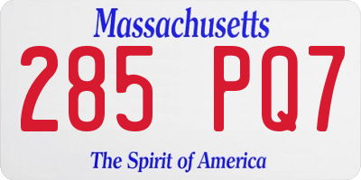 MA license plate 285PQ7