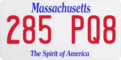 MA license plate 285PQ8