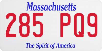 MA license plate 285PQ9