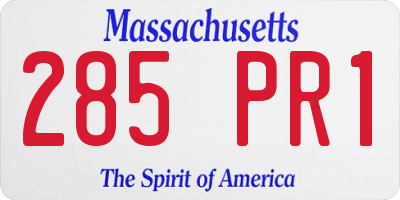 MA license plate 285PR1