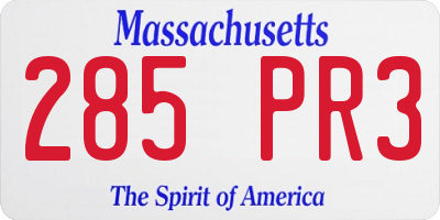 MA license plate 285PR3