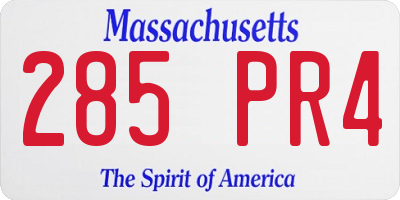 MA license plate 285PR4