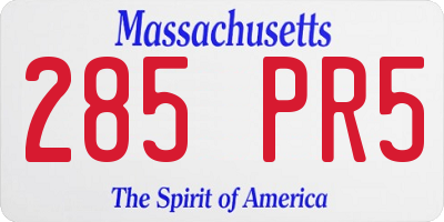 MA license plate 285PR5