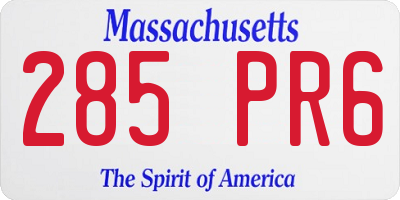 MA license plate 285PR6