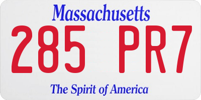 MA license plate 285PR7