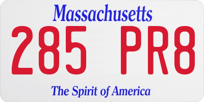 MA license plate 285PR8