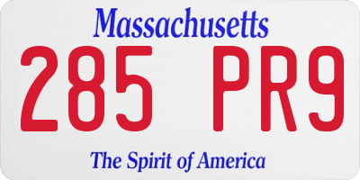 MA license plate 285PR9