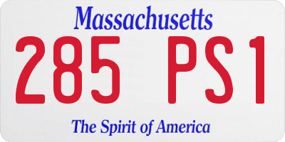 MA license plate 285PS1