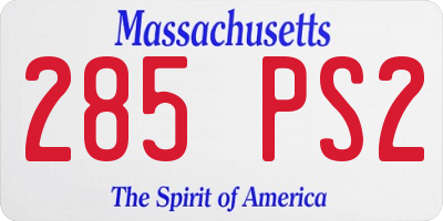 MA license plate 285PS2
