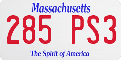 MA license plate 285PS3