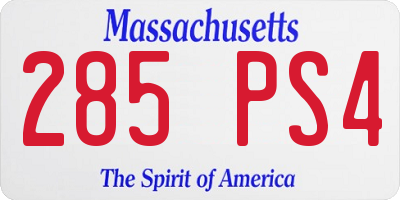 MA license plate 285PS4