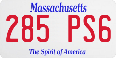 MA license plate 285PS6